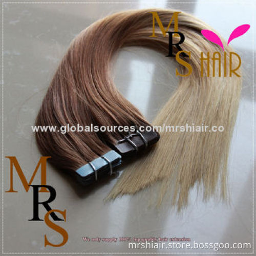 22-inch mixed color T6#/12#/27# human straight tape in hair extensions